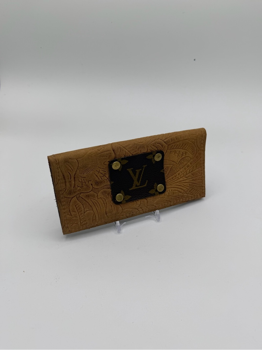Brown  KEEP IT GYPSY Embossed Leather Wallet with LV Plaque